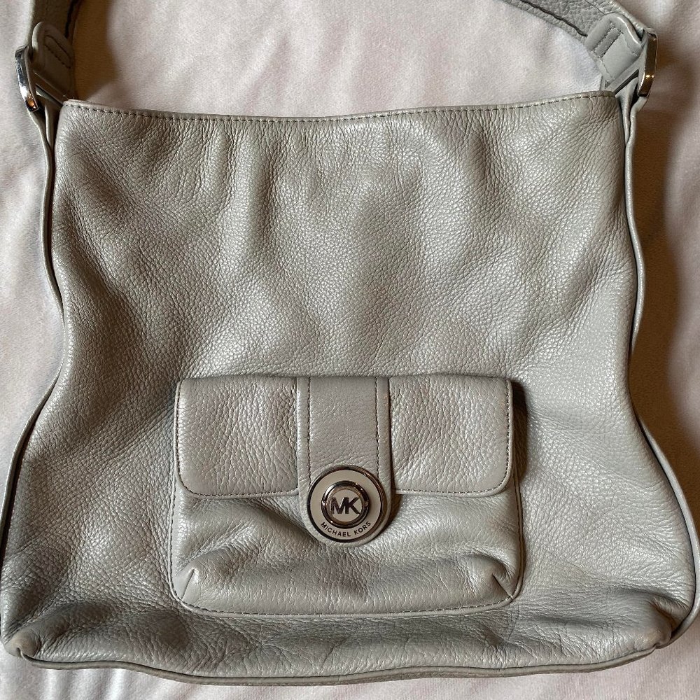 Michael Kors gray leather hobo purse